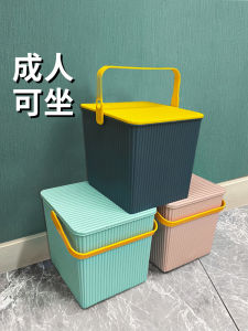 2023 Plastic Toy Storage Box & Childrens Playroom Seat Bucket: Creative Nursery Storage Barrel Foldable Colorful Organizer