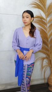 Setelan Kebaya Lady Crush Livia Lengan Kerut dan Bawaha Rok Moscreft Stretch Free Selendang Modern Bali