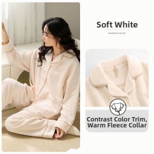 JIALEFEN | Thick Flannel Warm Womens Pajama Set