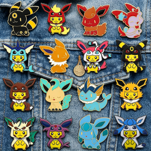 Bandai | Cute Cartoon Creature Cosplay Enamel Pins Fox Evolution Series Character Lapel Brooch Badges Collectible Gift for Fans