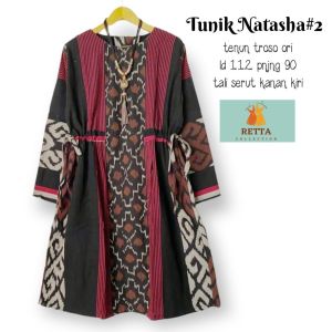 Baju batik atasan wanita tunik natasha bahan tenun troso ld 112 pb 90