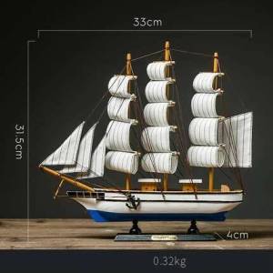 Naotical Lifelike Miniature Wooden Pirate Sail Ship Model Marine Decoration Accessories Modern Arts Office Home Decor Souvenirs