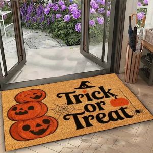 VIKAMA “Trick-or-Treat” Halloween Doormat Durable Non-Slip Indoor/Outdoor Entryway Rug Entryway Mat Halloween Home Decor