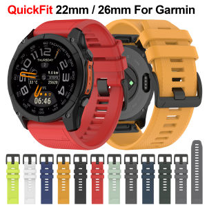 Silicone QuickFit 22 26mm Strap for Garmin Fenix 5X 5 Plus 6 6X Pro 7 7X Fenix8 E Watchband Forerunner 955 965 Tactix 8 Bracelet