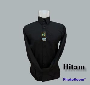 Wendya.T Kemeja Pria Formal Reguler Warna Hitam✓Kemeja Pria Polos Lengan Panjang