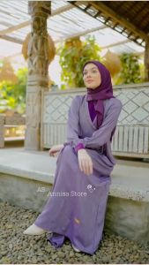 Baju Couple Sarimbit Keluarga Nibras Habibi & Habiba Purple | Gamis Nibras Habiba & Atasan Pria Habibi Purple