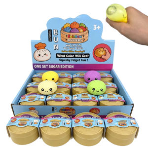 Glitter dumpling squishy blind box rainbow steamed bun squeeze toy with steamer basket box slow rebound stress relief toy