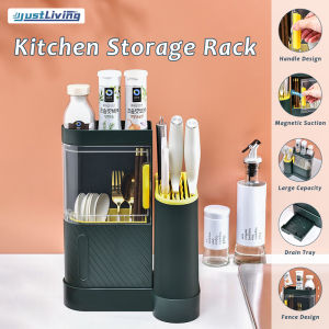 Justliving 1 cái Giá đựng dao đa năng nhà bếp đũa hộp đựng gia vị Hộp đựng thìa Hộp đựng dao thoát nước gia đình giá đựng dao để bàn