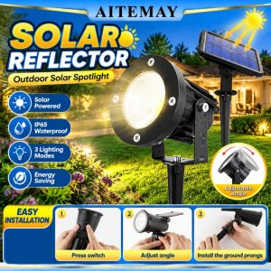 Aitemay 2PCS Solar Spotlights Outdoor 9 LEDs IP65 Waterproof Garden Light Adjustable Landscape Lamp For Backyard Patio Lawn Pathway Decoration