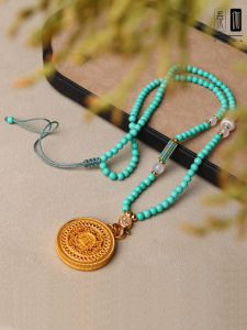 Boho Style Magnesite Turquoise Buddha Pendant Necklace Womens Lockbone Chain Jewelry Bohemian Fashion Tibetan Tianzhu Pendant