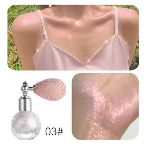 Shiny Glitter Body Powder Highlighter Spray with High Gloss Shine and Sparkle Suitable for Face and Body Makeup Highlighter