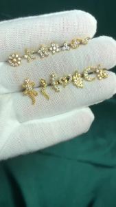 1pc 316L Surgical Steel Gold Plated CZ Ear Stud Ear Tragus Cartilage Helix Conch Lobe Piercing Labret Lip Ring Piercing Jewelry