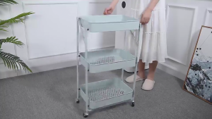 Nicedeal 3 Tier Foldable Storage Trolley Multi-purpose Rolling Cart Home Organiser rack