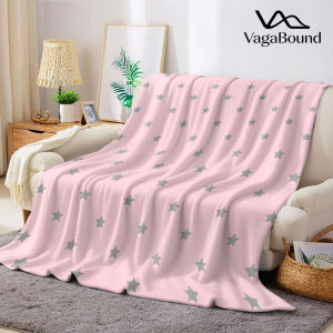 Pink Grey Star Grid Flannel Blanket Warm Soft Halloween Christmas Decorative Couch Warm Cozy All-Season Gift