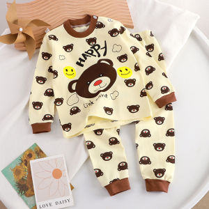 New Spring Autumn Boys Girls Cotton Pajamas Kids Long Sleeve Homewear Set Children Autumn Tops and Bottoms Casual Sleepwear Set