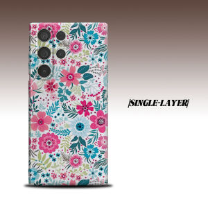 BILIBILI | Pink Wild Floral Print For Samsung Galaxy S26 S25 S24 A56 A36 Dual Layer Luxury Fashion Full Lens Protective Case