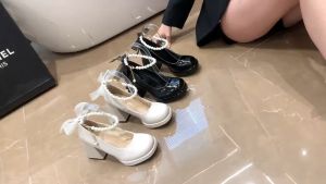 Fashion Mary Jane Platform Shoes Pearl Classic One-strap Mary Janes Pump