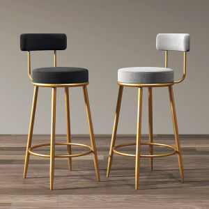 Nordic Iron Art Counter Stool Luxury Gold Color Creative Bar Stool Simple High Legged Desk Chair Backed Front Desk Bar Stool