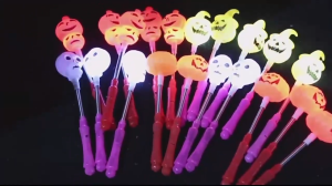 Halloween Pumpkin Sticks Halloween Hand Cranked Toys Pumpkin Handheld Glitter Stick with Battery UMISKY
