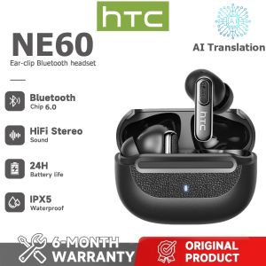 One-year warranty. HTC NE60 AI Translation Earbuds LED Wireless Sleep Headphones Bluetooth 6.0 Business AI Real-time Translation Earphones IPX5 Waterproof In-ear Headphones HIFI Sound Quality