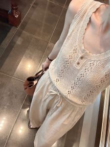 YUANYA | Lace Hollow U-Neck Flax Tank Top Women Summer