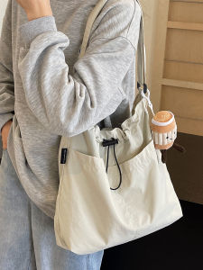 Casual Large Capacity  Sweet Style Bucket Bag with Drawstring for Women Lightweight Tote Bag Ideal for Commuting