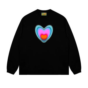 Goodgod Heavyweight Pure Cotton Long Sleeve T-Shirt 300g Colorful Graffiti Heart Doodle Hiphop Style Fashionable Clothing