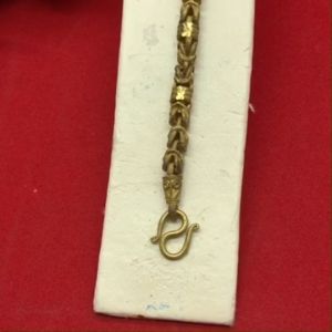 สร้อยข้อมืองานดิบทองเหลืองลายมีนาคั่นปล้อง ความยาว 7 นิ้ว งานดิบไม่ได้ชุบ ทองเหลืองโบราณ ใส่อาบน้ำได้ พร้อมส่ง