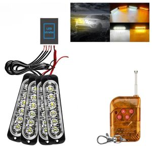 24Led Car Strobe Light Emergency Flashing Light Wireless Remote Trailer Truck Police Flash Signal Lamp Warning Lamp Auto 12V-24V