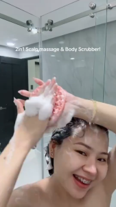 2-in-1 Silicone Bath Brush Exfoliating Shampoo and Body Brush Scrubber for Smooth Skin SPA Tool