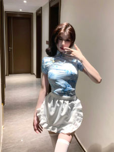 New Chinese Style Cheongsam Dress Halloween Christmas Cosplay Uniform Soft Girl Maid Skirt Short Cheongsam Daily Wear