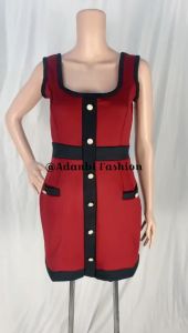 Mini Dress Scuba 8051 Bahan Scuba Premium Realpic Kancing Variasi LD 80-98 PJG 80 CM