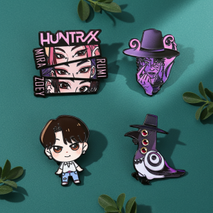 4pcs K-Pop Demon Hunters Enamel Pins Saja Boys Jinu Magpie Cartoon Character Metal Brooch Badges Jewelry Gifts for Anime Fans