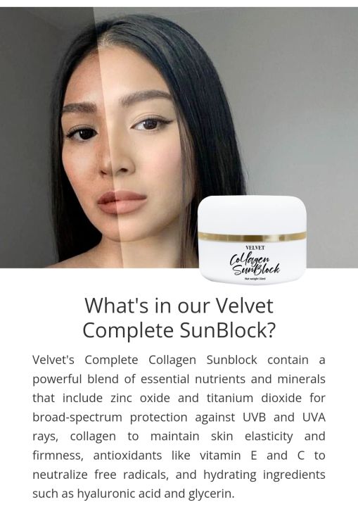 Velvet collagen Sunblock Lazada PH
