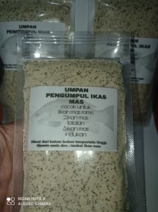 umpan putih serbuk ikan mas siap pakai berat 110 gram.. dibuat dari bahan yang disukai ikan mas dijamin gacor