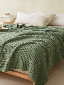 Pure Cotton Summer Quilt Towel Blanket Cloth Air Conditioning Sofa Nap Office Breathable Sweat Absorbent Single Color Design