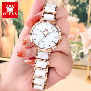 OLEVS Watch For Women New Design 2023 New Waterproof Casual Ceramic Strap Korean Ins Minimalism jam tangan perempuan