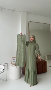Chintia Dress Ceruty Inner + Outher Brokat Mewah Baju Kondangan Wanita Terbaru 2025 Elegan Kekinian