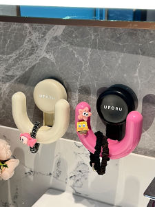 Bathroom Suction Cup Hair Tie Holder Wall Mounted Storage Rack for Hair Bands Hair Clips Elastic Bands Universal Pet Hooks