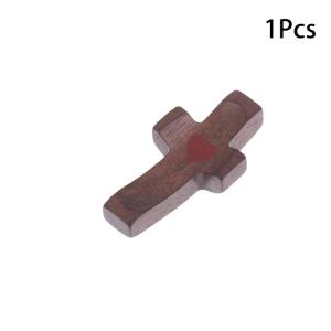 Natural Black Walnut Wooden Pocket Prayer Cross Small Handheld Cross For Comfort Pocket Gift For Prayer & Faith