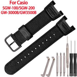 Band Jam Kanvas Casio GW-3500B GW3000B SGW-100 SGW100 SGW200 aksesori Jam Jam Besi Tanpa Rusa tali pinggang nylon