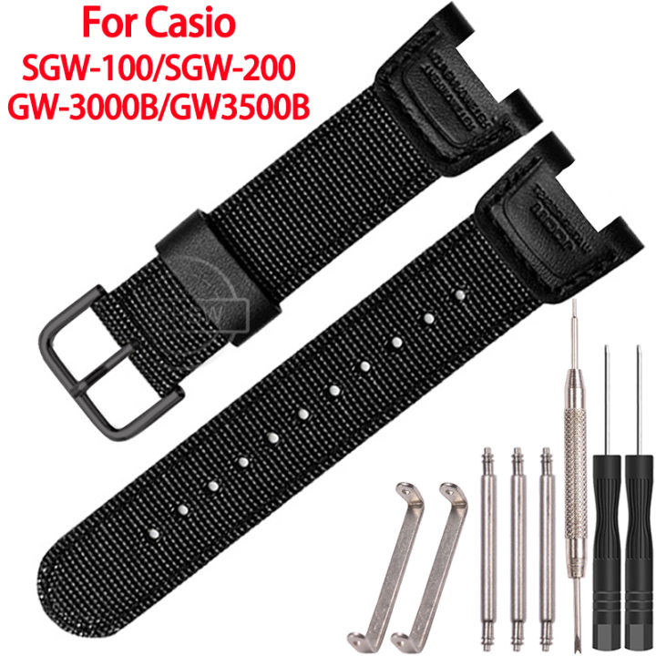 Casio Watch Strap Strap Casio Sgw 100 Nylon Leather Strap Suitable