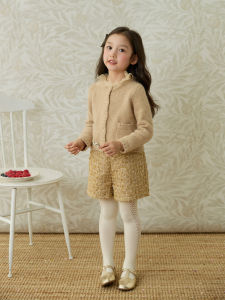 Áo Len Cardigan Dài Tay Bằng Lông Cừu Cho Bé Gái Mùa Thu Đông Thanh Lịch Đa Năng Quần Ngắn Phong Cách Ngắn Sonnykids