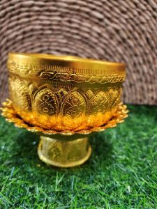 ชุดขันน้ำอลูมิเนียมแท้10ซมบวกพานพลาสติก14ซม​ (ชุดกรวดน้ำเพิ่มบุญ)​