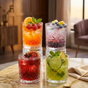 Bộ 6 Ly Thủy Tinh WarmHome Dùng Whisky 280ml Cao Cấp Series WH6005- Vân Pha Lê Nổi Sang Trọng Cho Nhà Hàng Bar