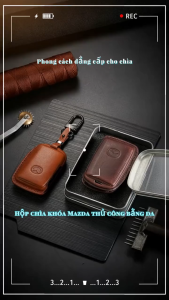 Bao da Handmade ép phom có quai cài chìa khóa xe ô tô Mazda 3 2021 CX3 CX5 loại 234 nút bấm da bò thât sang trọng giá tận xưởng (có bán sỉ)