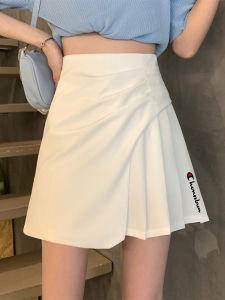 Váy Lưới Tennis Xếp Ly Màu Cầu Vồng Trắng Cạp Cao Mùa Hè Cho Nữ Váy Ngắn Chữ a Phong Cách Đường Phố Thường Ngày Đa Năng