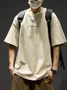 Áo Kaki Mỹ Retro Áo Thun Nam Dáng Rộng Nguyên Chất Cotton Tay Ngắn Cổ Tròn Cổ Tròn Phong Cách Mùa Hè