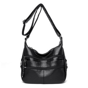 Túi Đeo Chéo Da Mềm Thời Trang Dung Tích Lớn Nhiều Lớp Cho Phụ Nữ Trung Niên Túi Đeo Vai Đơn Túi Đựng Đồ Đa Năng