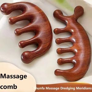 Sandalwood Scalp Massage Comb & Gua Sha Tool for Head & Body Muscle Relaxation